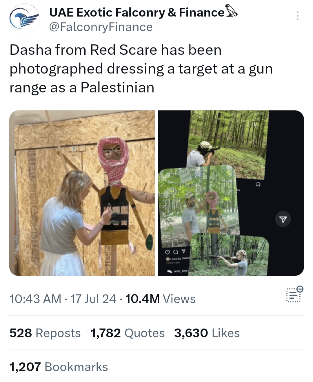 Red Scare Dasha decorating a target as a Palestinian to shoot!